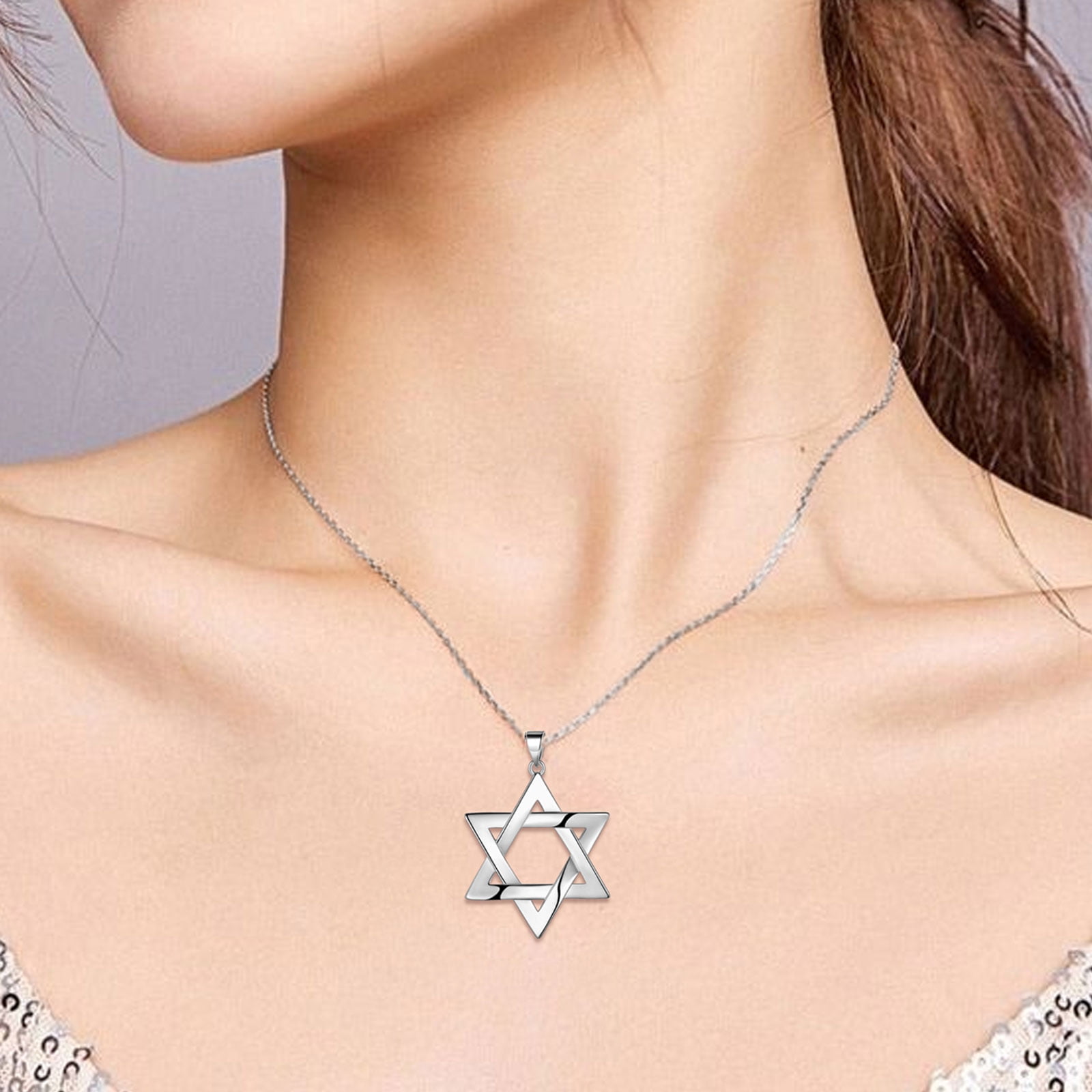 Jewmon Jewish Star of David Necklace for Women Men 925 Silver Magen David Pendnat Amulet Judaica Jewelry Fathers Day Gifts for Dad Father
