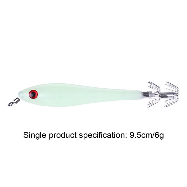 5x 9.5cm 6g Señuelos de pesca luminosos Anzuelo de calamar artificial Jigs Cebo duro (7) Likrtyny Para estrenar