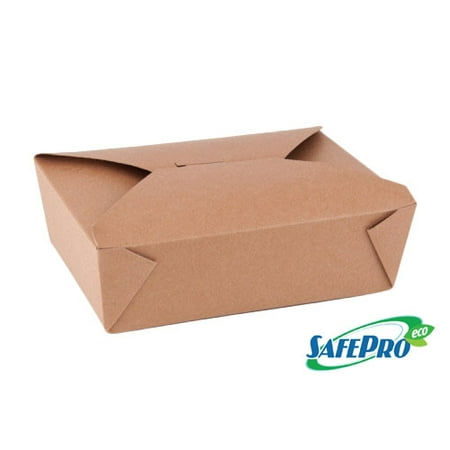 Safepro Eco SB03, Take-out Recyclable Kraft Paper Container, 2.5-Inch Height, 7.75x5.5-Inch Bottom, 8.5x6.25-Inch Top,