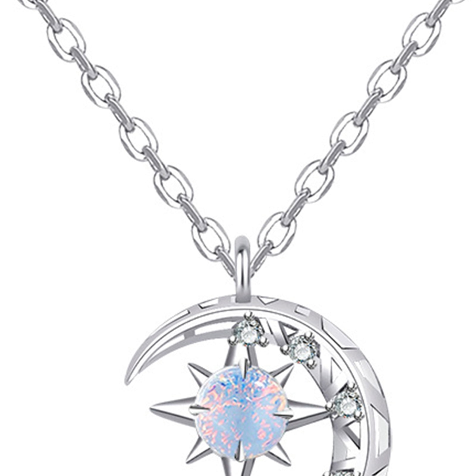 Heiheiup 12 Constellation Moon Necklace Time Gem Pendant Starry Universe  Bulk Necklaces for Women