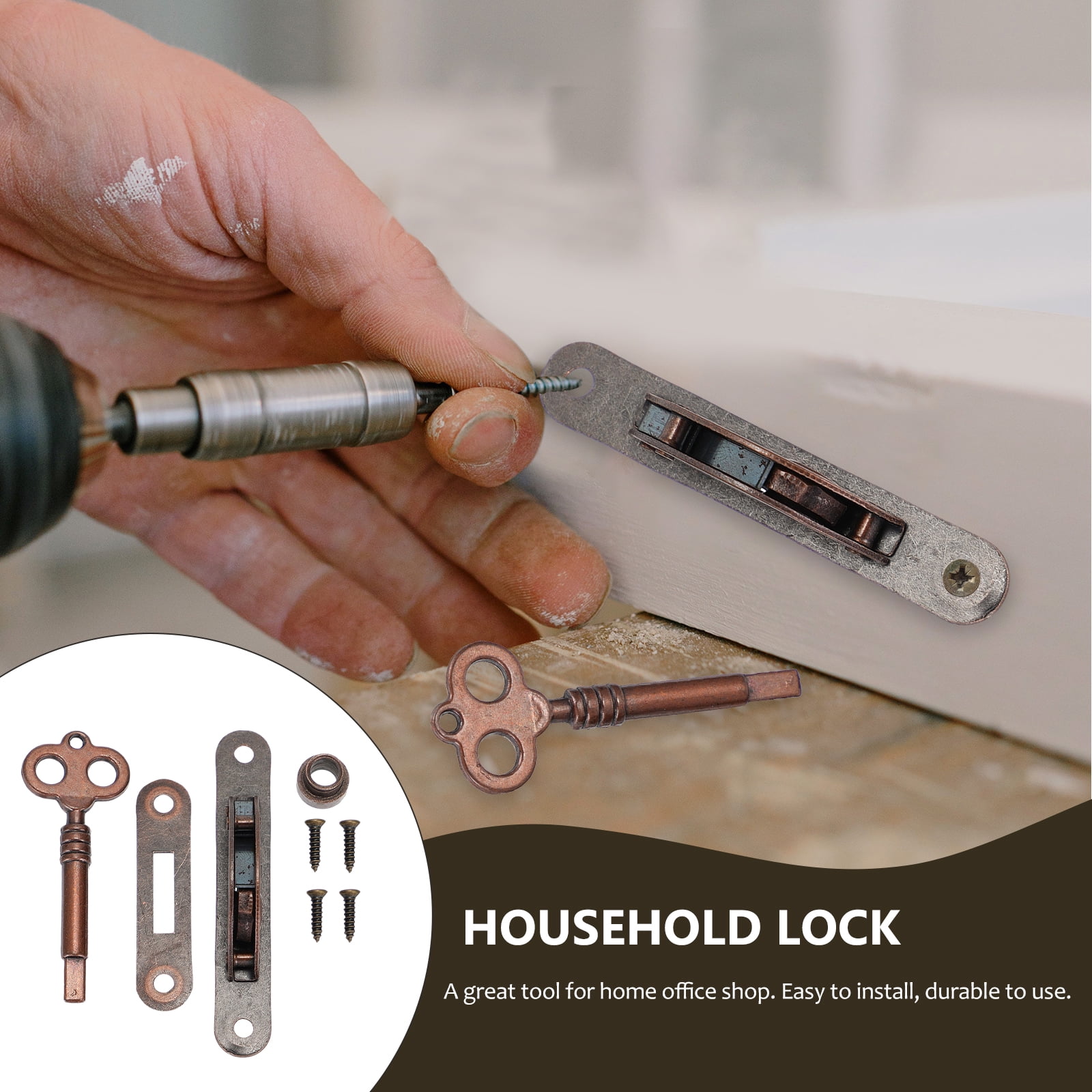 Hemoton 6 Sets  Drawer Lock Set with Key Antique Cabinet Wardrobe Furniture Lock Hardwares