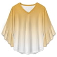 thumbnail image 4 of Aesthetic Maize Yellow And White Gradient Women's V-Neck Blouse With 3/4 Ruffled Bell Sleeves Casual Top Ladies Blouses, 4 of 7