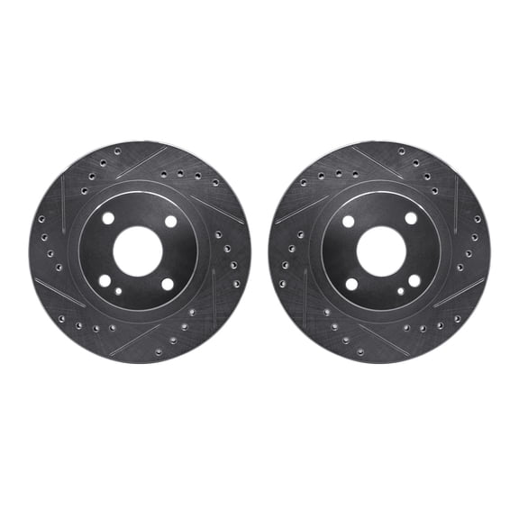 Dynamic Friction Company Front Brake Rotors-Drilled and Slotted-Silver 7002-80043