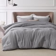 thumbnail image 1 of Juego de edredón Bedsure Oversize Queen, gris oscuro, 3 piezas, 1 of 8