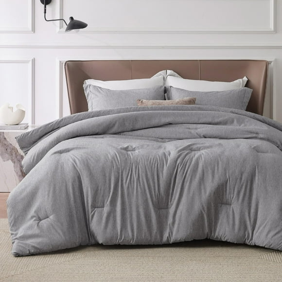 Juego de edredón Bedsure Oversize King, gris oscuro, 3 piezas