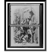 Historic Framed Print, Tilden's Wolf at the door, gaunt and hungry" - Don't let him in.Th. Nast.", 17-7/8" x 21-7/8"