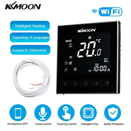 KKmoon Digital Underfloor Heating Thermostat for Electric Heating System Floor & Air Sensor with WiFi Connection & Voice Control Energy Saving AC 95-240V 16A Touchscreen LCD Display Room Temperature (Best Wifi Ac Thermostat)