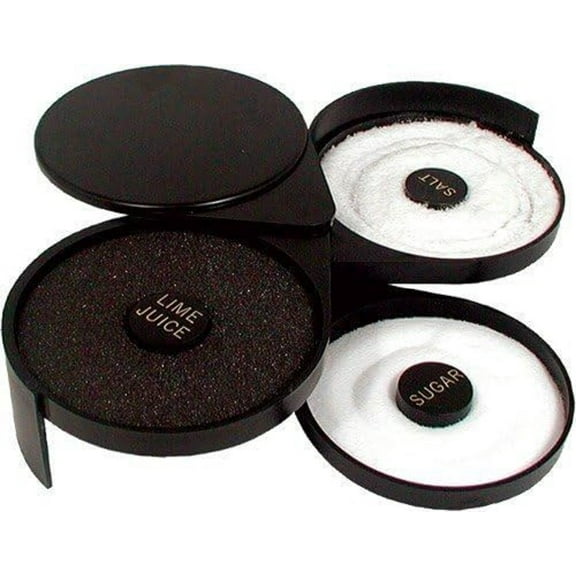 TrueCraftware- 3-Tier Cocktail Glass Rimmer and Sponge- Glass Rimming for Cocktails Margaritas Gimlets Sugar Salt Citrus Juice Margarita and Cocktail Bartender Tool Salt