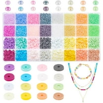 1box 11360~12480pcs Craft Beads Kit 2mm Glass Seed Beads 16 colors Mini Pony Beads 6mm Polymer Clay Beads 16 colors Heishi Beads Small Craft Beads for Bracelet Necklace Jewelry Making