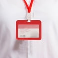 thumbnail image 3 of 10Pcs Assorted Color Frosted Plastic Badge Holder with Lanyard for Company School, 3 of 8