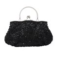thumbnail image 1 of Bolso de mano con diseño floral de lentejuelas y cuentas, bolso de mano negro, 1 of 5