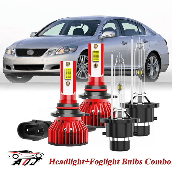 For Lexus GS450h 2007-2011 HID Headlight High Low Beam Bulbs Combo - 6000K White Xenon Bulbs Pack of 4