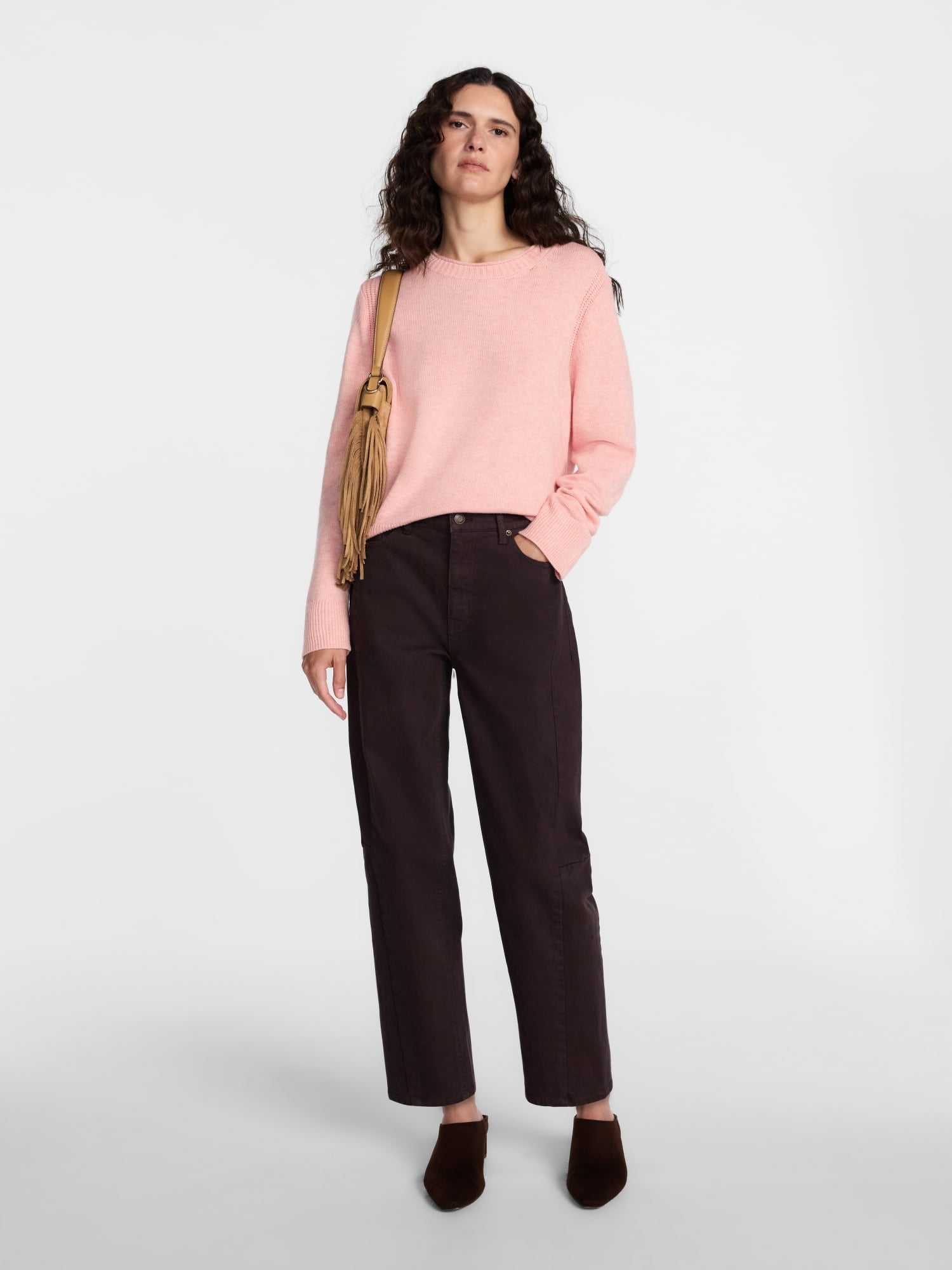 Scenario Women's and Women's Plus High Rise Barrel Jeans, 26", 28" Inseam, Sizes 0-28W