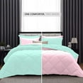 thumbnail image 3 of DNG Creations 1 Piece Reversible Diamond Pattern Comforter ( Aqua-Blue/Light Pink Colour ) 550 GSM All - Season 100% Egyptian Cotton, 800 TC - California King - Size, 3 of 7
