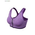 thumbnail image 5 of BadPiggies Women Zip Front Sports Bra Wireless Post-Surgery Bra Removable Pad Tank Top Active Yoga Racerback Sports Bras (M, Purple), 5 of 10