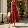 thumbnail image 6 of ZQUUVOU Women's Summer Midi Dresses Fashion Casual Sleeveless Crewneck Asymmetrical Ruffle Hem Flowy Lightweight Sundress Burgundy, 6 of 9