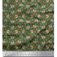 thumbnail image 1 of Soimoi Crepe Silk Fabric Leaves & Owl Cartoon Print Fabric by The Yard 42 Inch Wide, 1 of 3