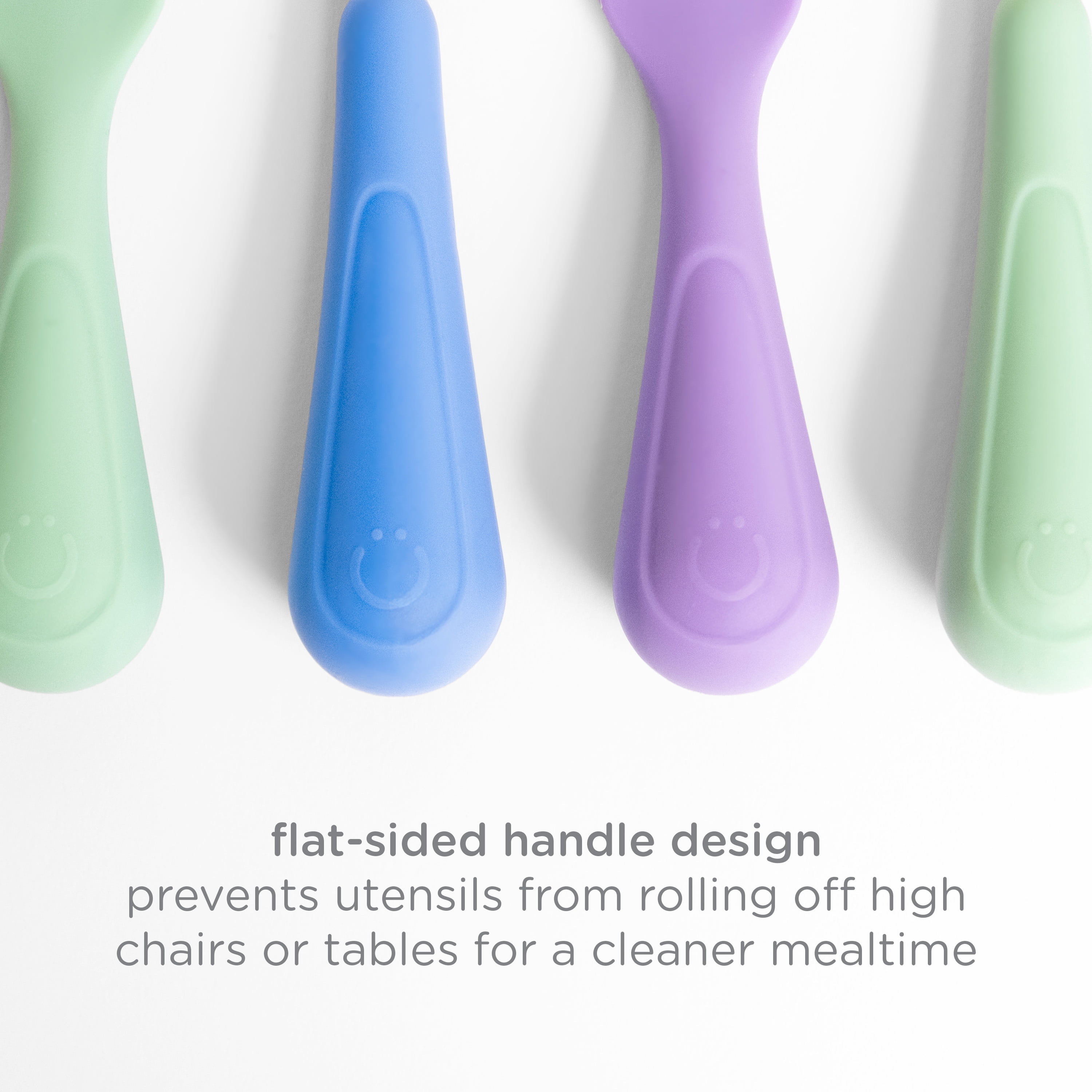 Ubbi Stainless Steel Toddler Utensil Set, Includes 2 Forks & 2 Spoons, Polaris Blue & Sugar Snap Green, 4 Pack, Food Grade Silicone