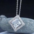 thumbnail image 2 of Silver Shop 2Ct Princess Cut Women Beauty Pendant Cubic Zirconia 14K White Gold Finish, 2 of 2