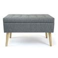 thumbnail image 3 of Humble Crew Brooklyn - Storage ottoman - rectangular - fabric, MDF, solid rubberwood - gray, 3 of 5