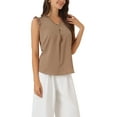 thumbnail image 4 of INSPIRE CHIC Women's Ruffled Sleeveless Pullover V- Neck Work Blouses Tops XS Khaki, 4 of 6