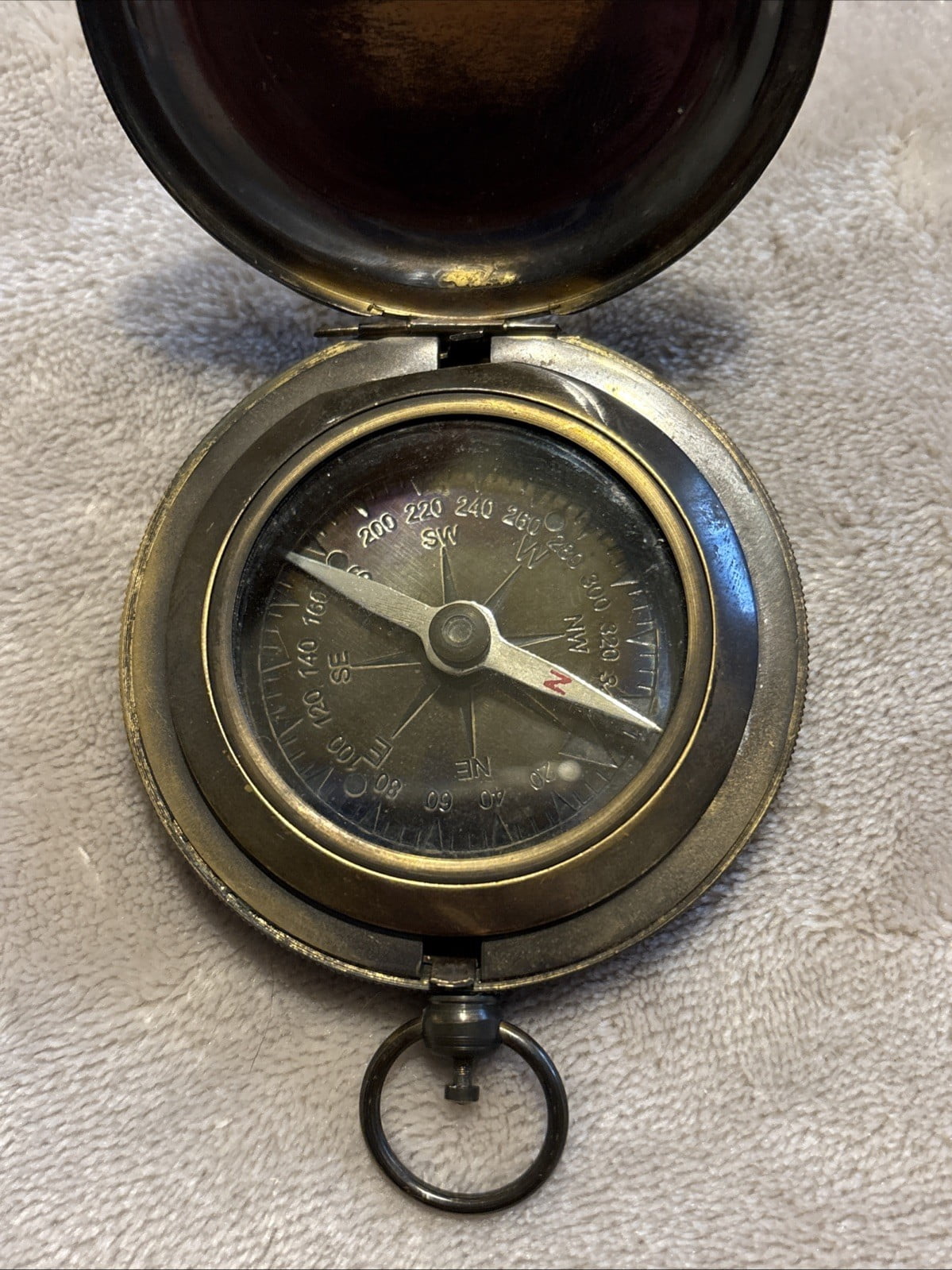 Solid Brass Push Button Pocket Compass Stanley London 1917 Ship, Reproduction