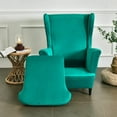 thumbnail image 2 of TOPCHANCES Wingback Chair Covers, Stretch Velvet Wing Chair Armchair Slipcover Furniture Protector For Living Room Bedroom, Malachite Green, 2 of 6
