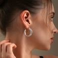 thumbnail image 3 of LeCalla 925 Sterling Silver Jewelry Antique Byzantine LARGE Click Top Hoop Earrings for Women and 32MM, 3 of 11