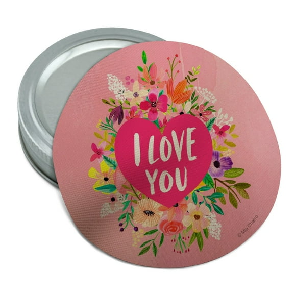I Love You Flower Heart Wreath Round Rubber Non-Slip Jar Gripper Lid Opener