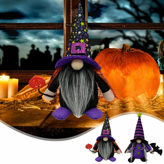 Halloween Goblin Gnome Ornament | Faceless Dwarf Figurine | Unique Gauze-Free Material | Black & Purple | Decorative Prop for Home & Holiday | 10.2"x4.33"x3.54" | 1 Piece