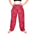 thumbnail image 3 of Bohotusk Red Night Glow Print Elasticated Smocked Waist Womens Harem Pants S/M to L/XL, 3 of 9