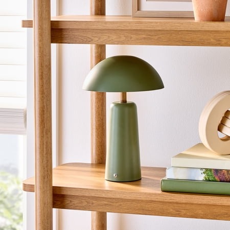 BETTER HOMES & GARDENS 12″ GREEN DOME RECHARGEABLE LED PORTABLE LAMP WITH DIMMABLE TOUCH SENSOR