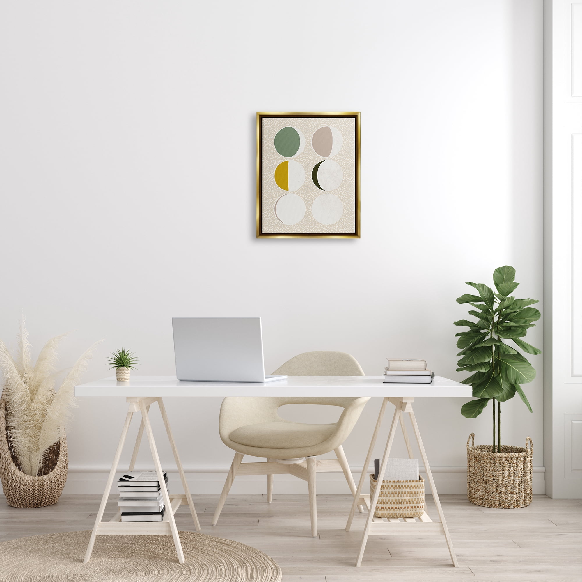 Stupell Industries Boho Contemporary Moon Phases Abstract Painting Gold Floater Framed Art Print Wall Art