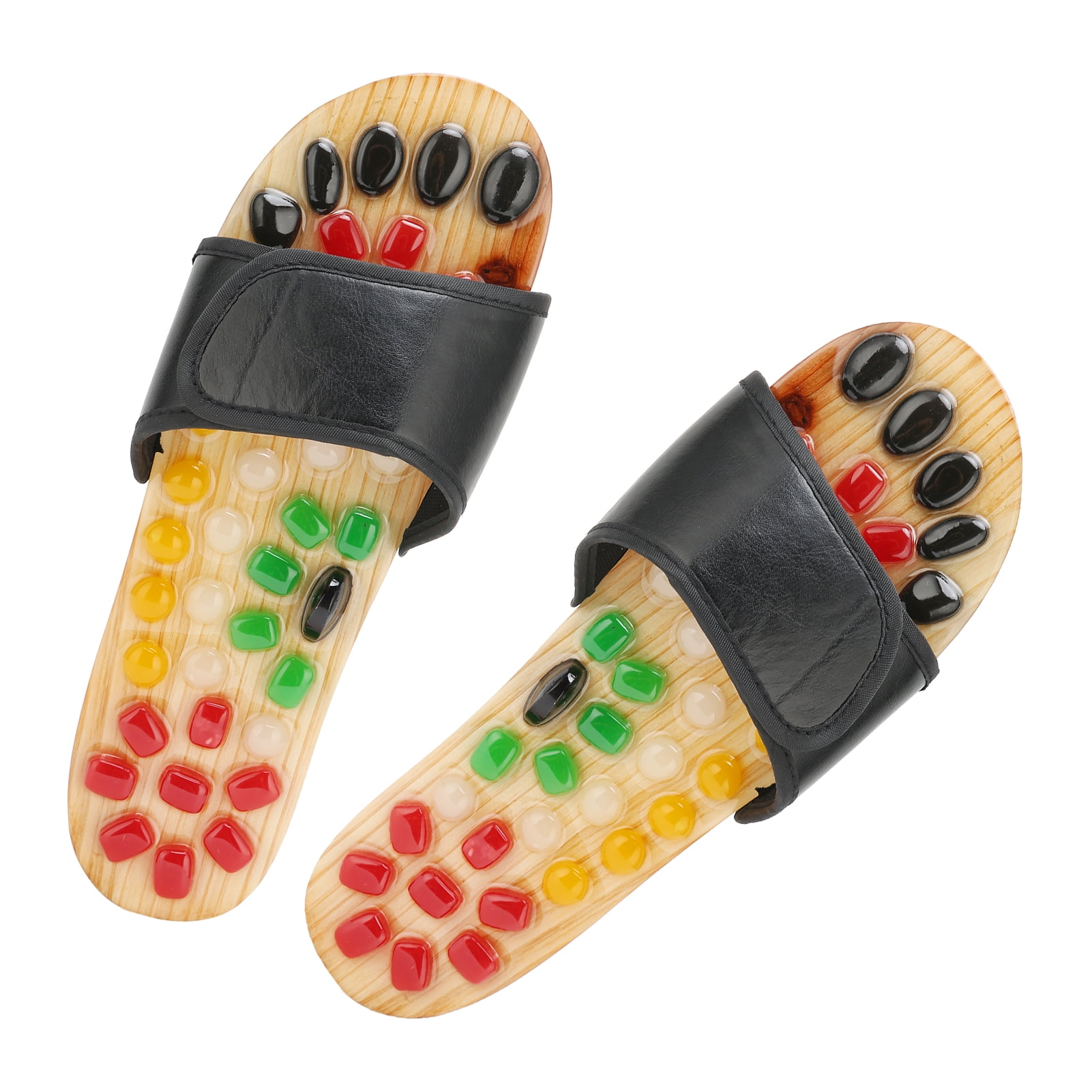 Suodoka Natural Stone Acupressure Foot Massager Slippers Reflexology Acupoint Stimulation Shoes for Men Women Stress Relief Blood Circulation Promotion Black 43-44 (11.02 inches / 28 cm)