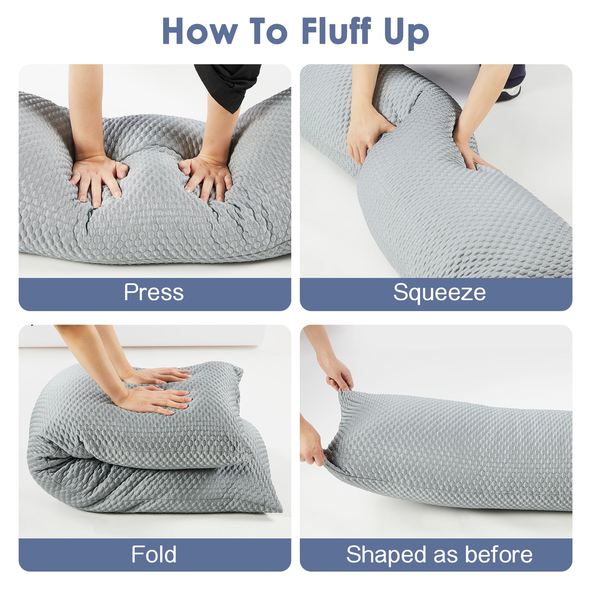 MOONORAH Body Pillow, Soft Cooling Long Body Pillows for Adults Side Sleeper, 2 in 1 Large Full Bed Pillows for Sleeping - 20x54 inch, Gray