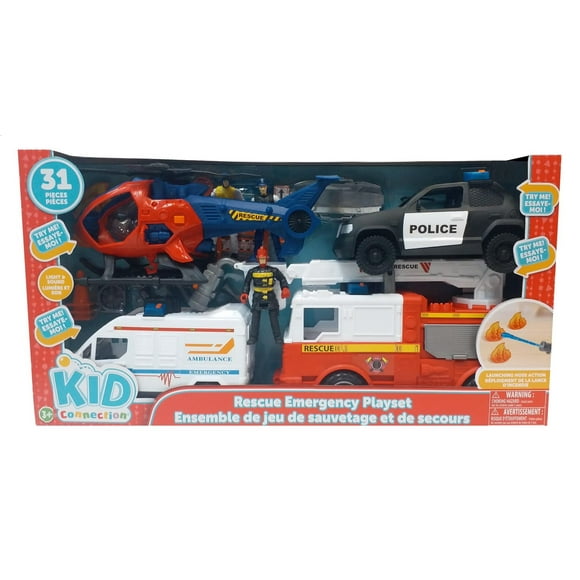 Kid Connection 31 Pieces Rescue Emergency Playset, Rescue Emergency Playset