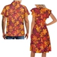 thumbnail image 5 of Uorisanigo Maple Leaf Matching Couple Outfits Thanksgiving Husban and Wife Clothing Comfort Men's Short Sleeve Shirt Workwear and Womens Midi Dress Elegant Party Dresses Size M, 5 of 7