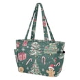 thumbnail image 2 of FORMRS Tote Bag for Women Quilted Large Capacity Travel Work Carry On Shoulder Handbag, Red Christmas Gingerbread, 2 of 7