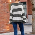 thumbnail image 4 of IROINNID Womens Sweater Round Neckline Pullover Sweater Stripes Loose Mid-Length Long Sleeve Matching Tops Blouse Knitted Sweater, 4 of 5