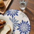 thumbnail image 3 of Geometric Flower Round 13 Inch Placemats Set of 4, Vintage Country Floral Blue Grey on Linen HeatResistant Non Slip Place Mats for Dining Table, Wipeable Braided Kitchen Table Mats for Housewarming, 3 of 9