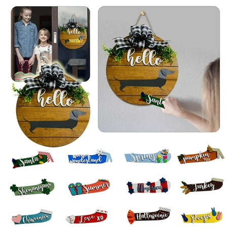 

Gyouwnll DIY Interchangeable Dog Clothes A Variety Of Festival Doorplates Are Hung With Signs Seasonal Pendants Black