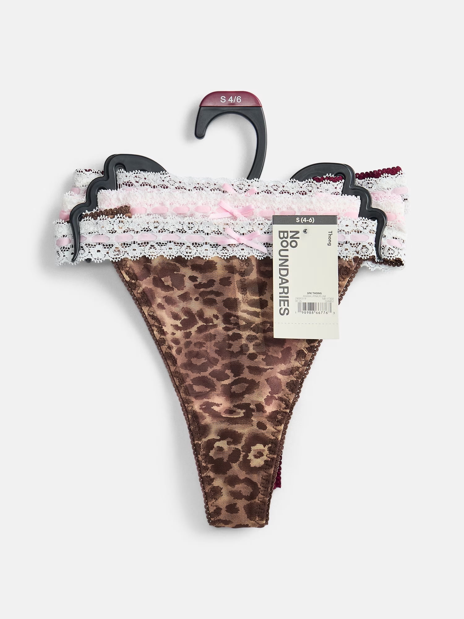 No Boundaries Beaded Lace Thong Panties, 3 Pack, Women's XS-XXXL