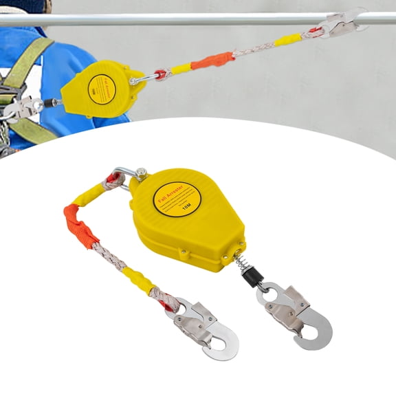 Dwellnix Retractable Lifeline Safety Fall Arrester 330lbs Load Capacity Adjustable Hook Fall Protection Gear for High Altitude Work