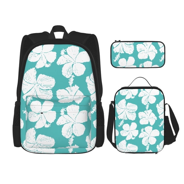Easygdp Vintage Floral Mochila para Niños y Niñas con Set de Caja de Almuerzo y Estuche para Lápices 3 en 1, Mochila Escolar Estampada para Adolescentes