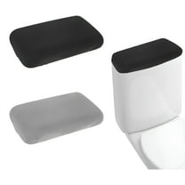 LAMIRO 2pcs Universal Toilet Tank Top Cover With Elastic Edge For Bathroom Decor Soft And Washable Polyester Tank Lid Protector