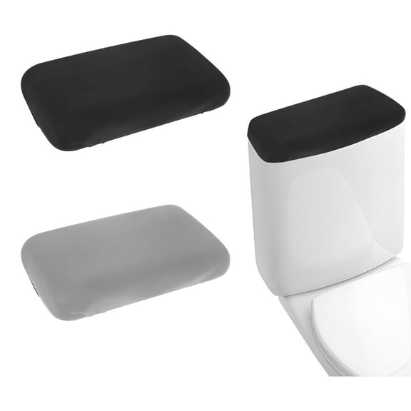 LAMIRO 2pcs Universal Toilet Tank Top Cover With Elastic Edge For Bathroom Decor Soft And Washable Polyester Tank Lid Protector