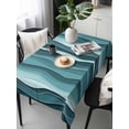 thumbnail image 6 of Abstract Turquoise Moire Table Cloth, Gradient Coastal Ocean Geometric Waterproof Tablecloth for Rectangle Tables, Reusable Washable Fabric Table Cover for Restaurant Kitchen Dining Tables 60"x120", 6 of 6