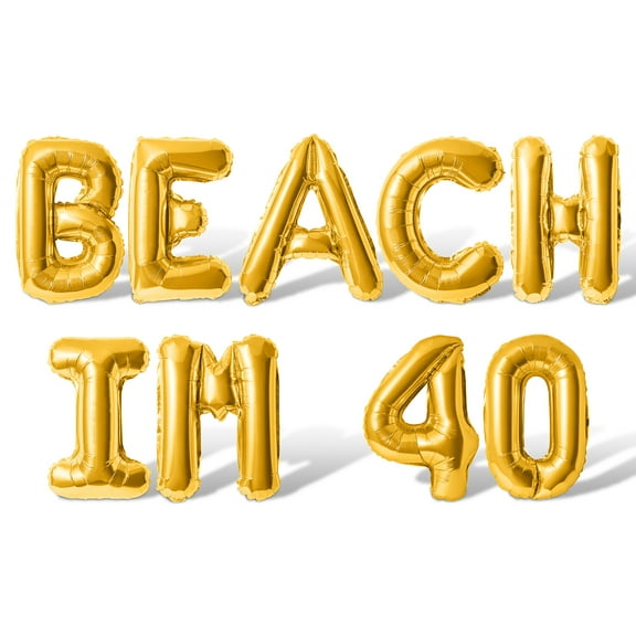 Letter Balloons - BEACH IM 40 16" Inch Alphabet Letters Foil Mylar Balloon 40th Birthday Party Banner (Gold)