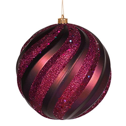 Vickerman 8'' Prune Mat-Glitter Boule de Tourbillon Incassable Est Livré avec Bouchon Sécurisé