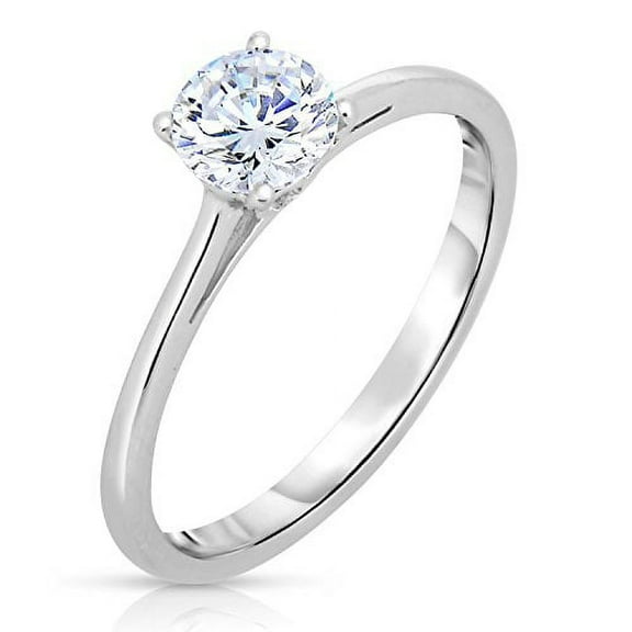 Tilo Jewelry Solid 925 Sterling Silver 1CT Solitaire Engagement Ring with Cubic Zirconia CZ Stone | Size 5 | Classic Engagement Wedding Ring | Women & Girls